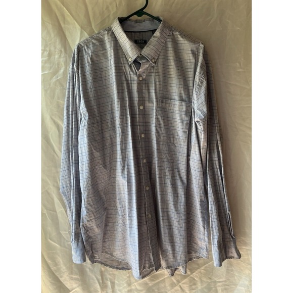 Izod Men's Light Blue Plaid Long Sleeve‎ Button-Down Shirt XXL - Picture 1 of 6